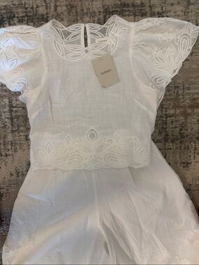 bohme White Eyelet Lace Two-Piece Set
